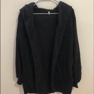 hooded black sweater